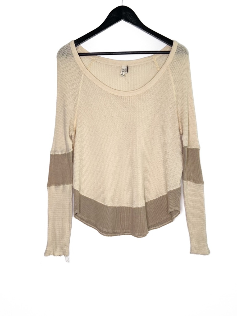 Free People Top Waffle Long Sleeve Thermal 100% Cotton